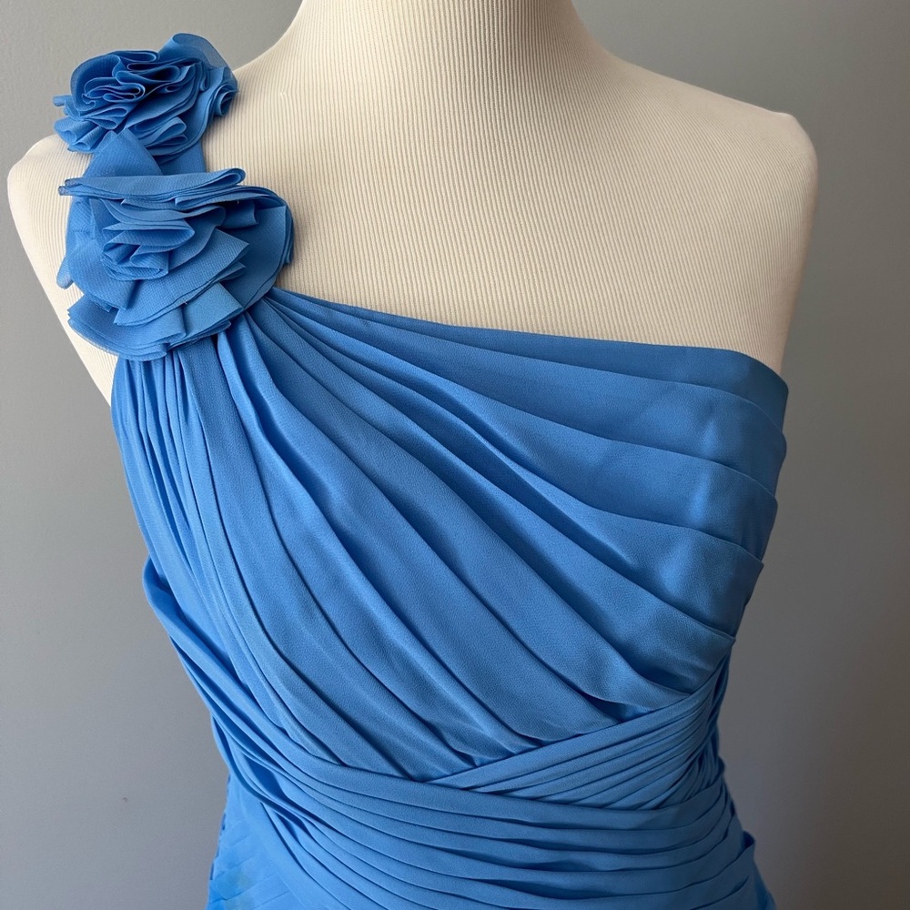 David’s Bridal Floral detailed one shoulder chiffon dress